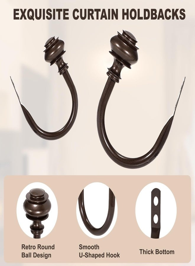Hoowen 2Pcs Curtain Holdbacks, Heavy Duty Curtain Holders Wall Mounted, Vintage Curtains Pull Backs for Drapes, Metal Curtain Side Hooks Accessories for Window Bedroom Living Room Home Decor, Brown - Image 3